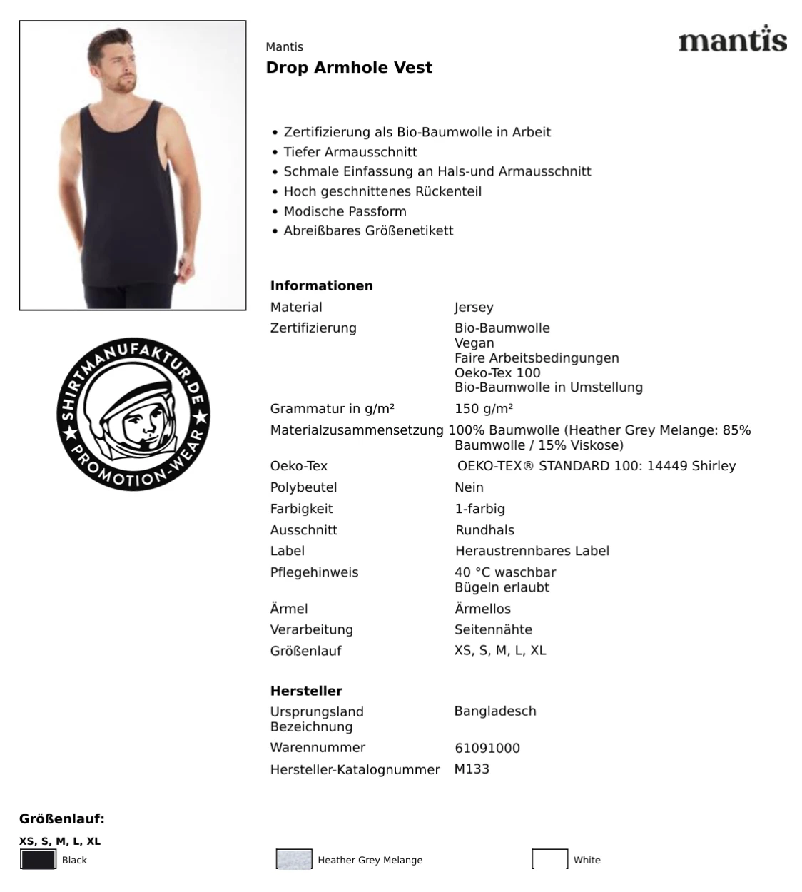 Mantis Drop Armhole Vest