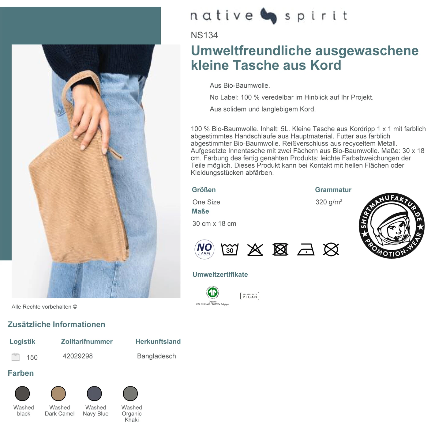 Native Spirit Corduroy Washed Handle Pouch Native Spirit Corduroy Washed Handle Pouch