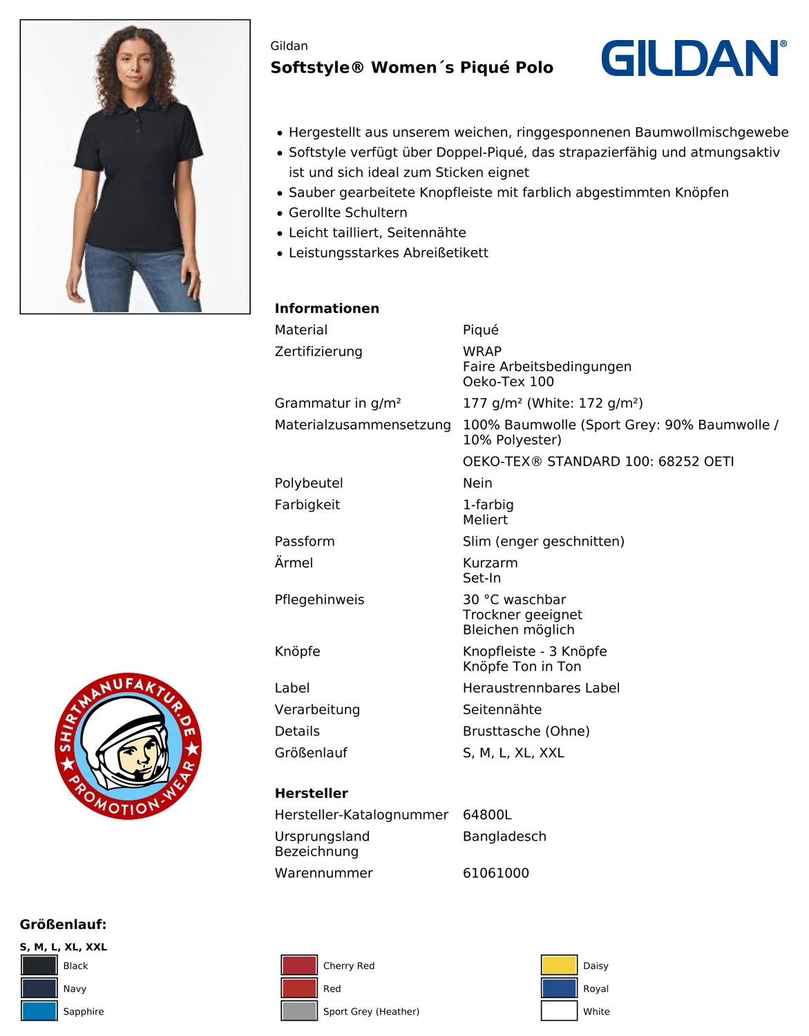 Gildan Womens Softstyle Piqué Polo