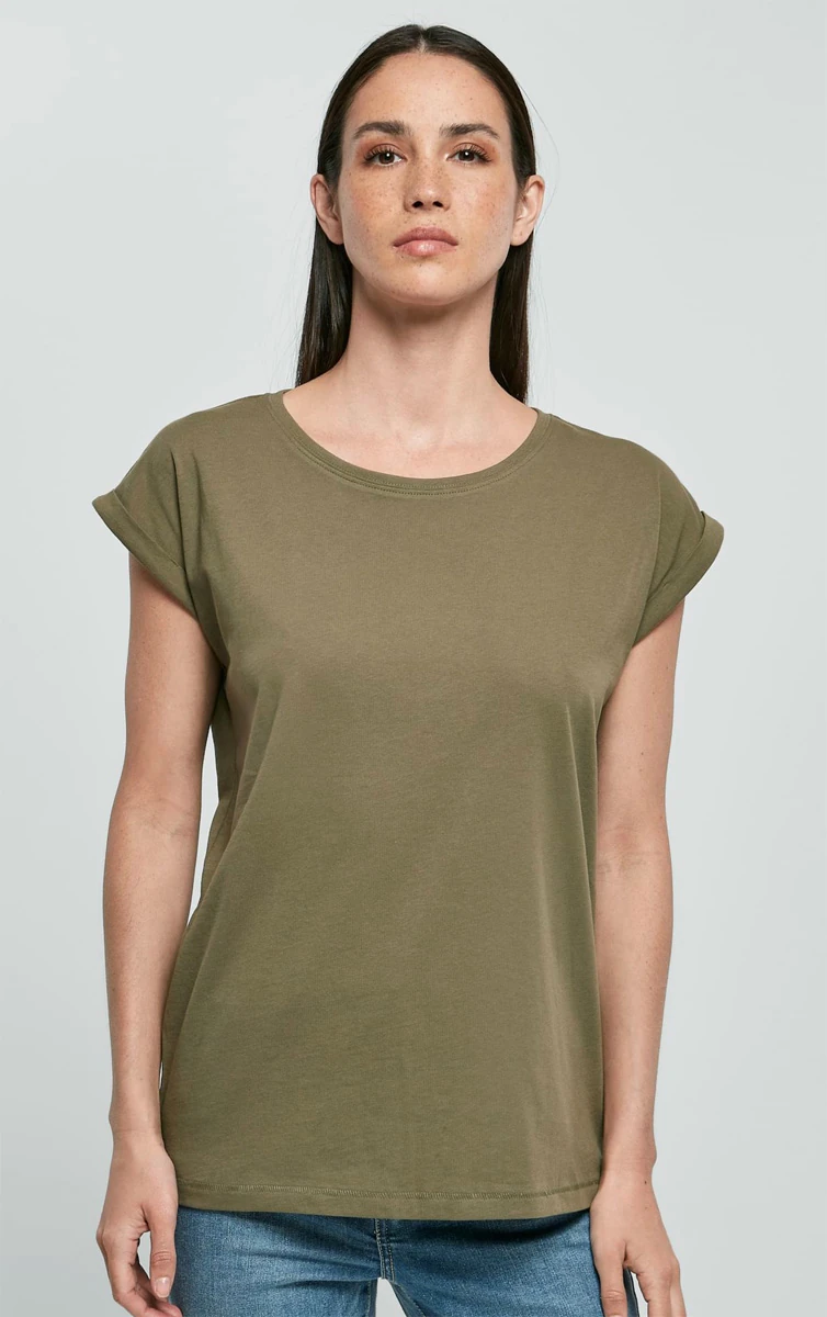 Build Your Brand Ladies Organic Extended Shoulder Tee