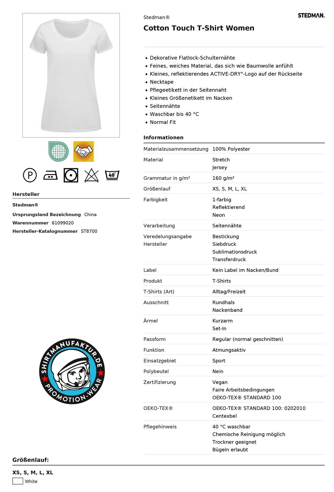 Stedman Womens Cotton Touch T-Shirt
