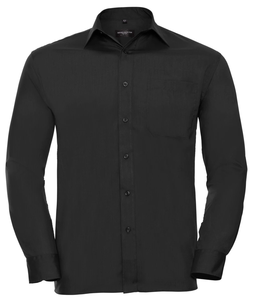 Russell Mens Poly-Cotton Longsleeve Poplin Shirt Russell Mens Poly-Cotton Longsleeve Poplin Shirt