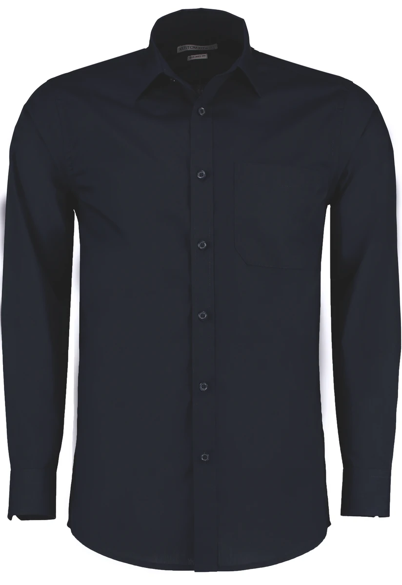 Kustom Kit Tailored Fit Poplin Shirt Longsleeve