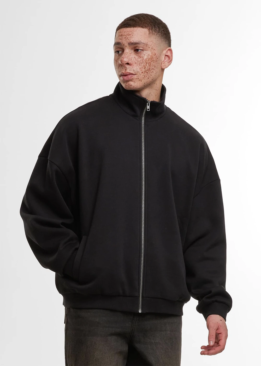 Build Your Brand Oversized Zip Jacket