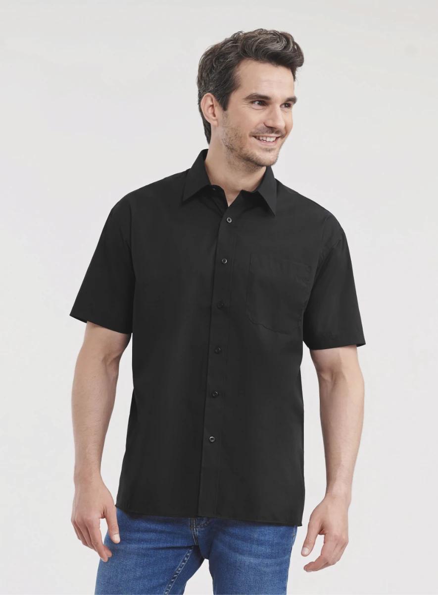 Russell Mens Short Sleeve Poly-Cotton Poplin Shirt