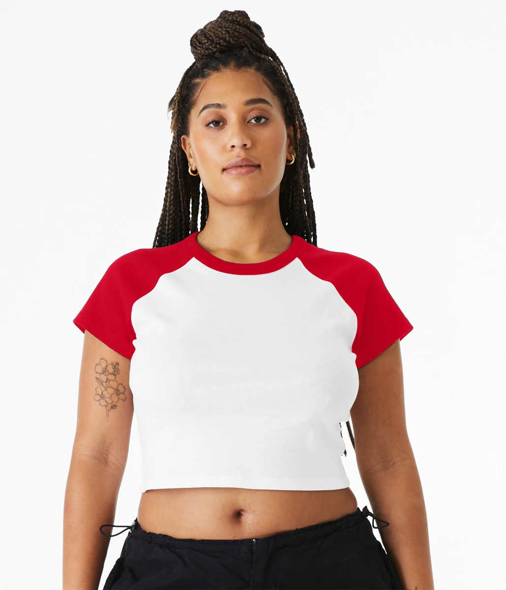 Bella Womens Micro Rib Raglan Baby Tee