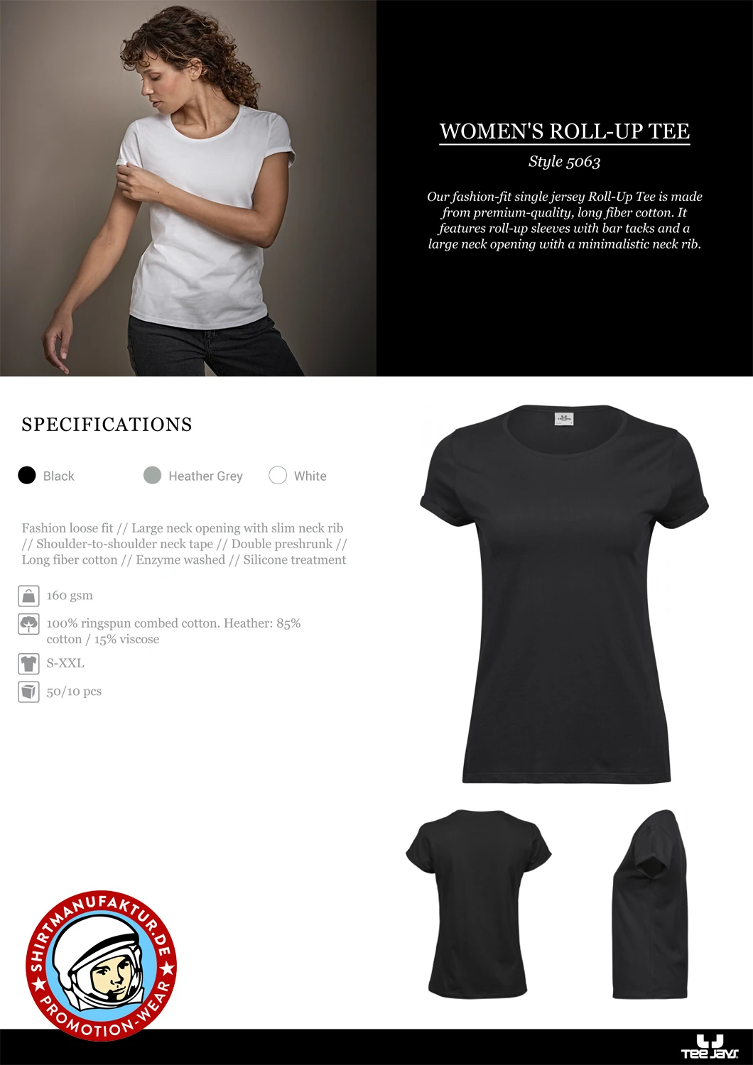 Tee Jays Womens Roll-Up Tee