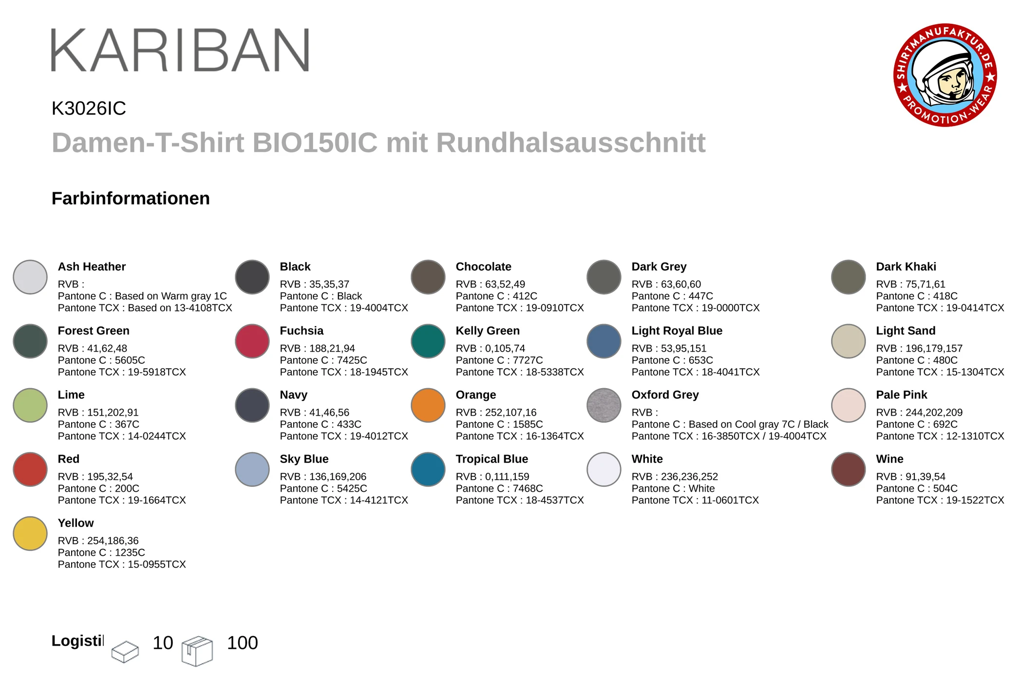 Kariban Ladies Organic T-Shirt 150 IC