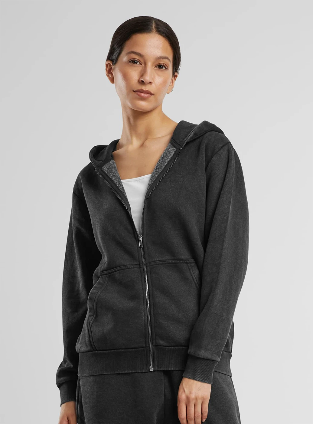 Build Your Brand Ladies Vintage Heavy Zip Hoodie