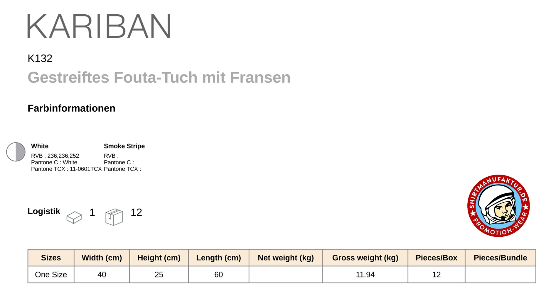 Kariban gestreifte Fouta-Tuch mit Fransen