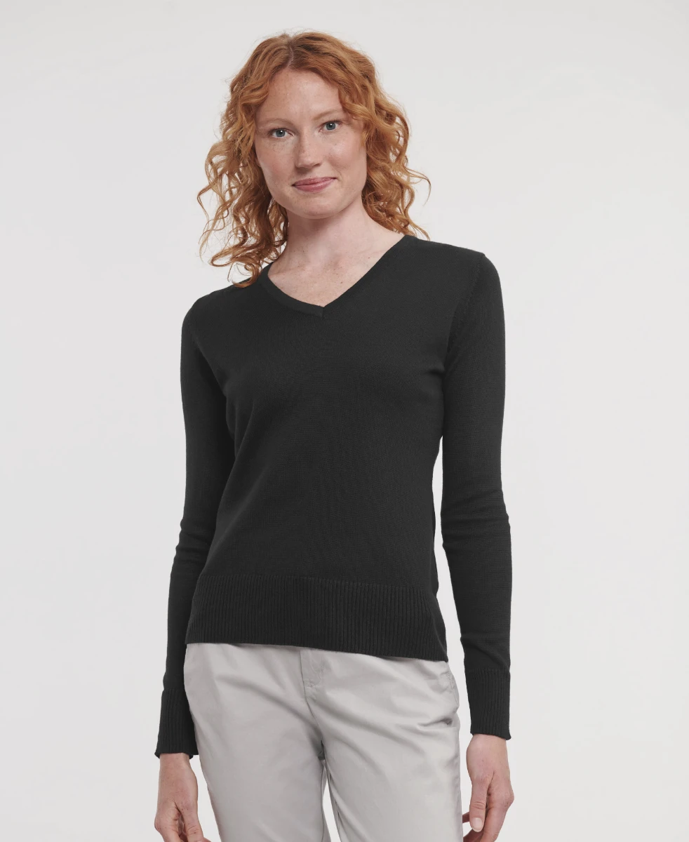 Russell Ladies V-Neck Knitted Pullover