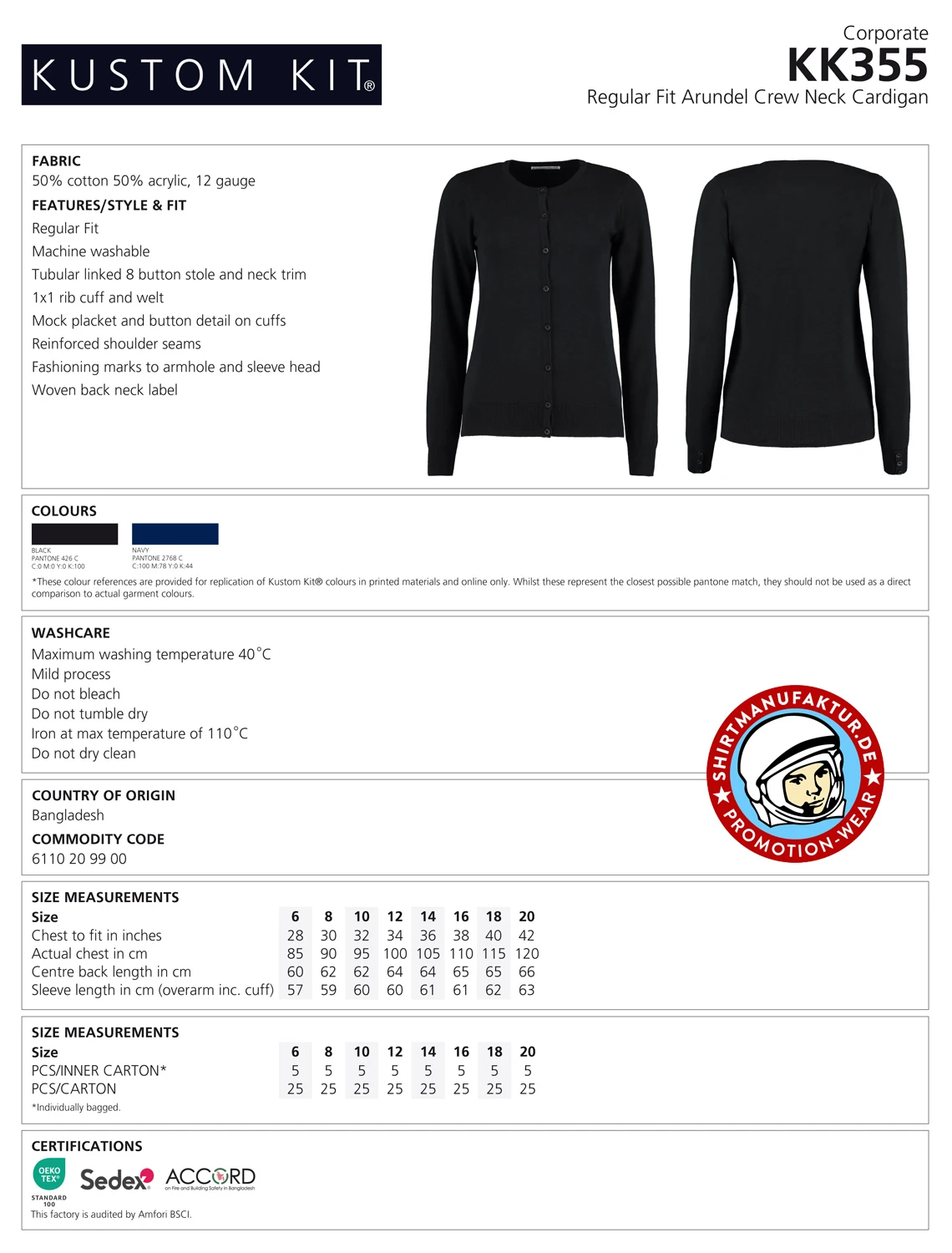 Kustom Kit Womens Arundel Crewneck Cardigan