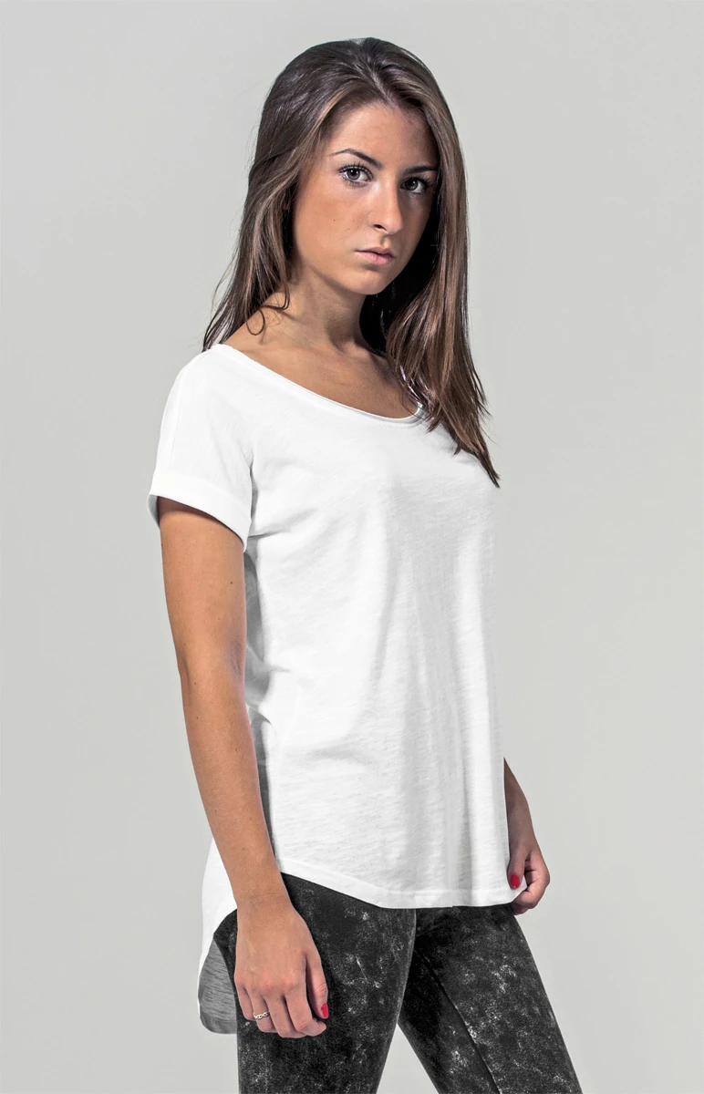 Build Your Brand Ladies Long Slub Tee