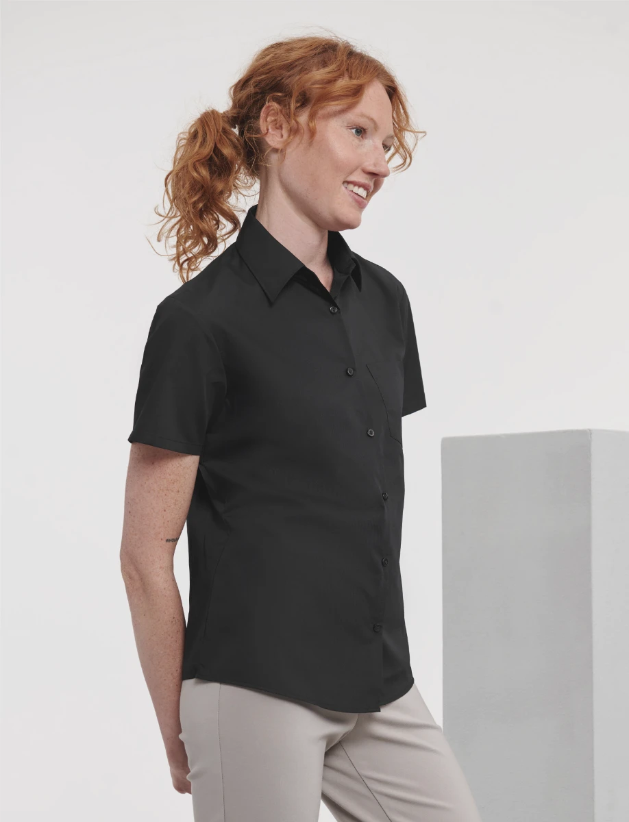 Russell Ladies Short Sleeve Poly-Cotton Poplin Blouse