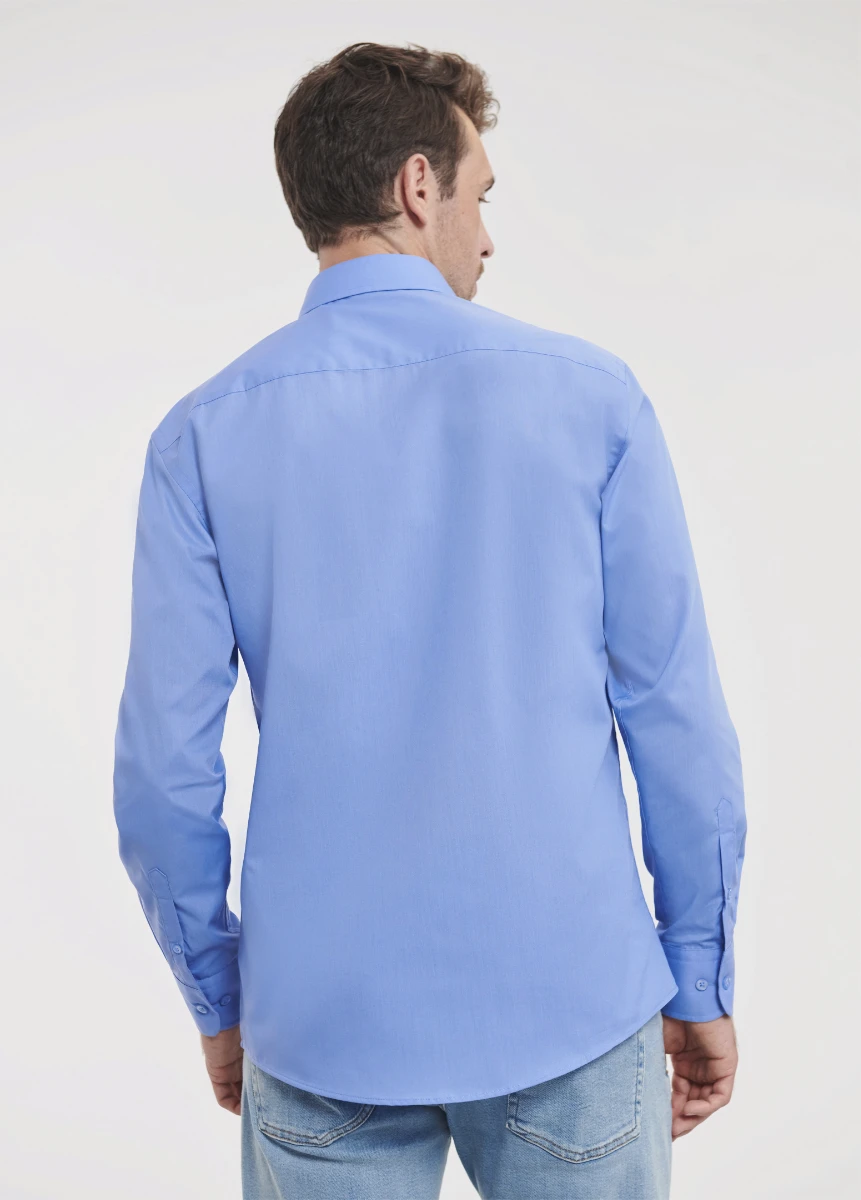 Russell Mens Poly-Cotton Tailored Longsleeve Poplin Shirt