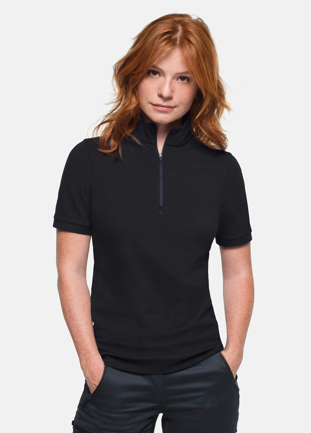 Hakro Ladies Zip Shirt Piqué Mikralinar Eco