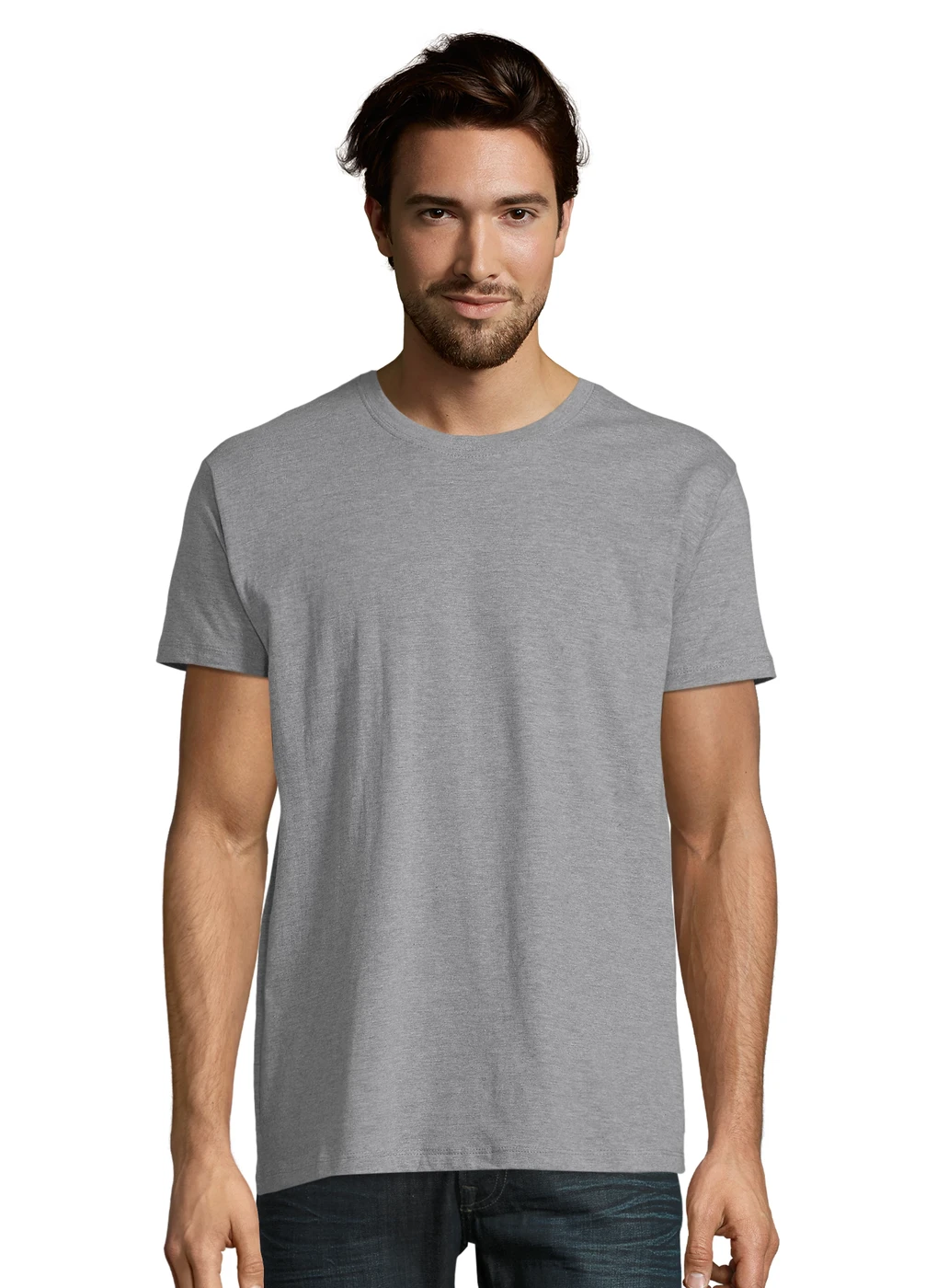grau-meliertes Sol's 11500 t-shirt, studio-bild