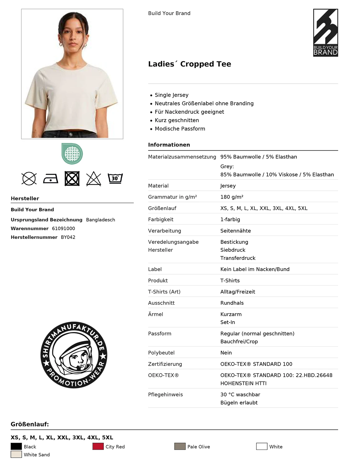 Build Your Brand Ladies Cropped Tee
