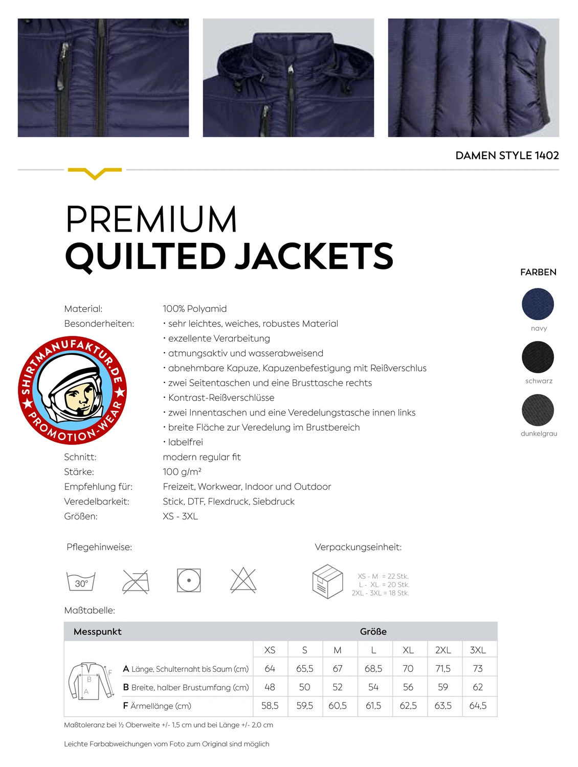 HRM Womens Premium Quilted Jacket