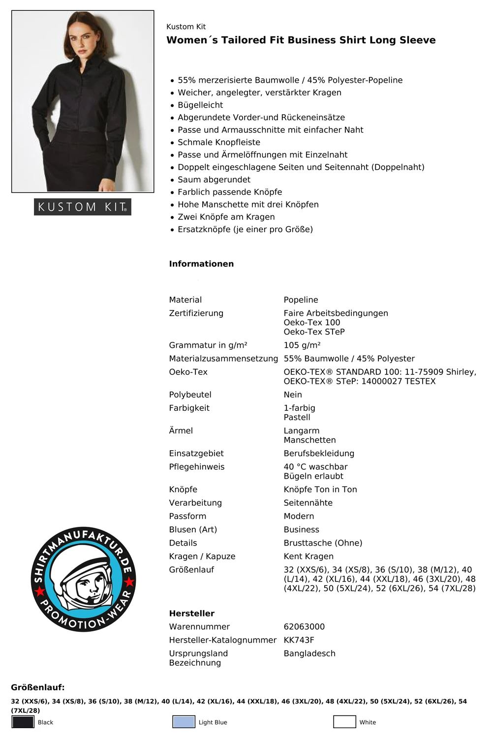 Kustom Kit Womens Business Blouse Longsleeve
