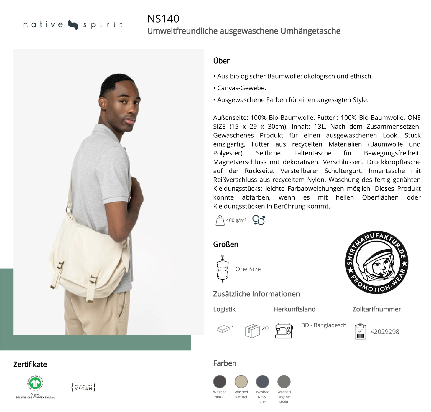 Native Spirit Washed Messenger Bag