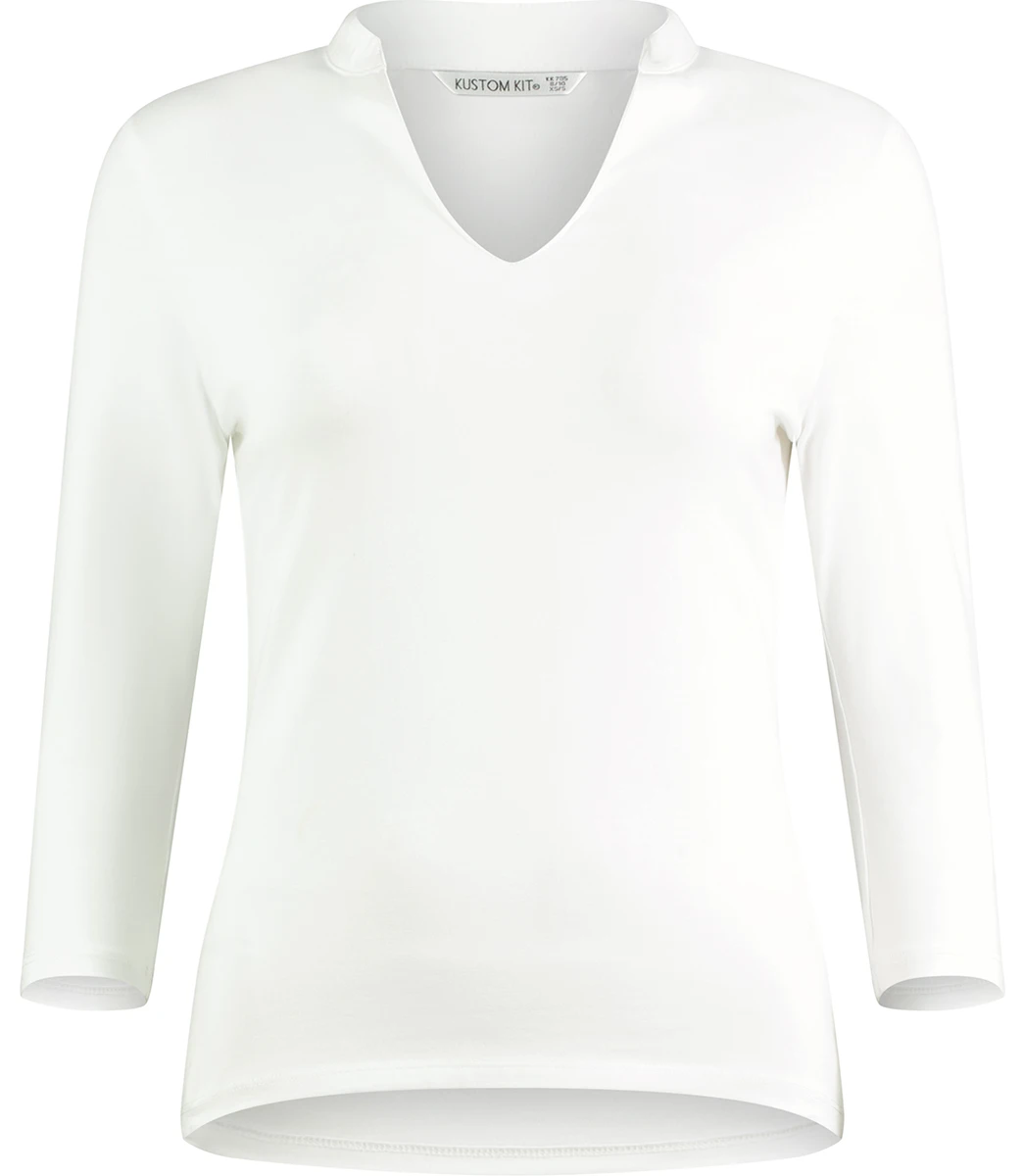 Kustom Kit Womens Mandarin Collar Top 3/4 Sleeve