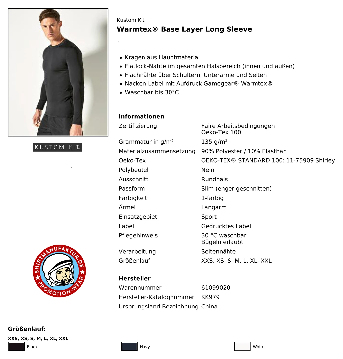 Kustom Kit Warmtex Base Layer Longsleeve