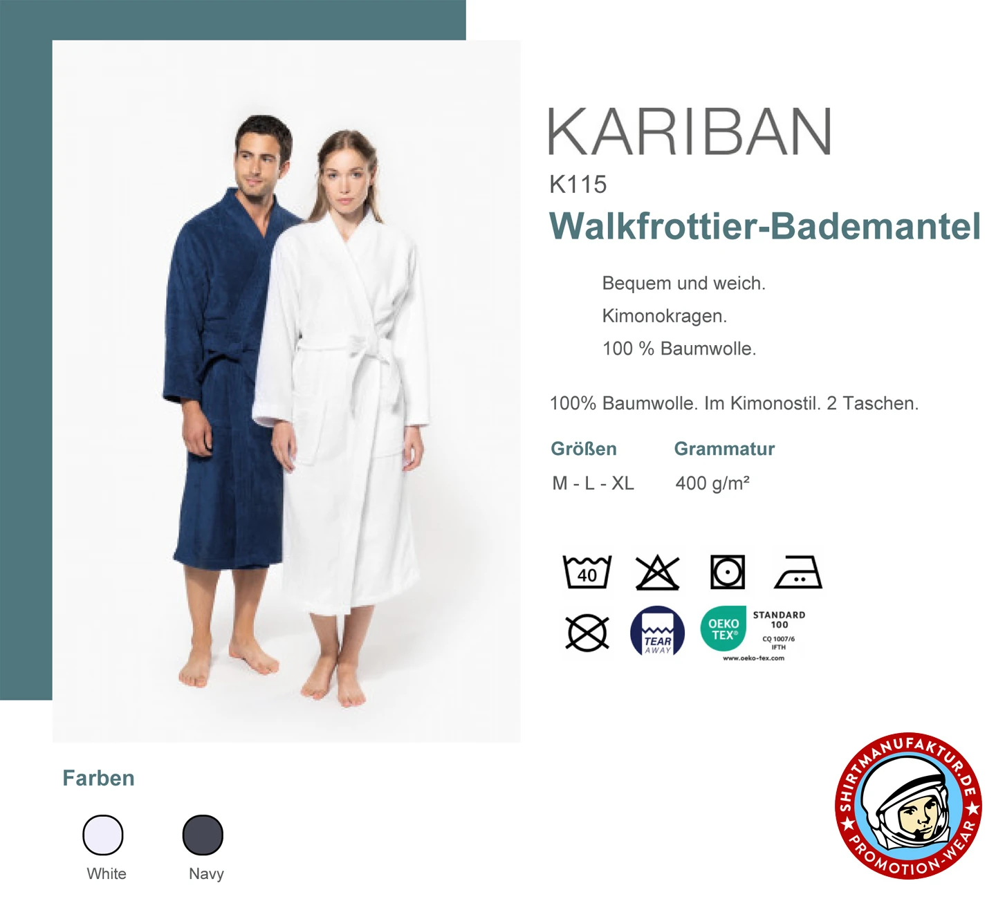 Kariban Walkfrottier-Bademantel