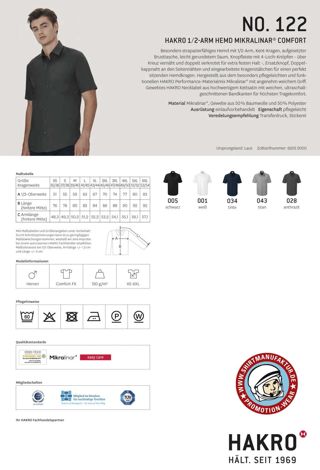 Hakro Shortsleeve Mikralinar Comfort Shirt