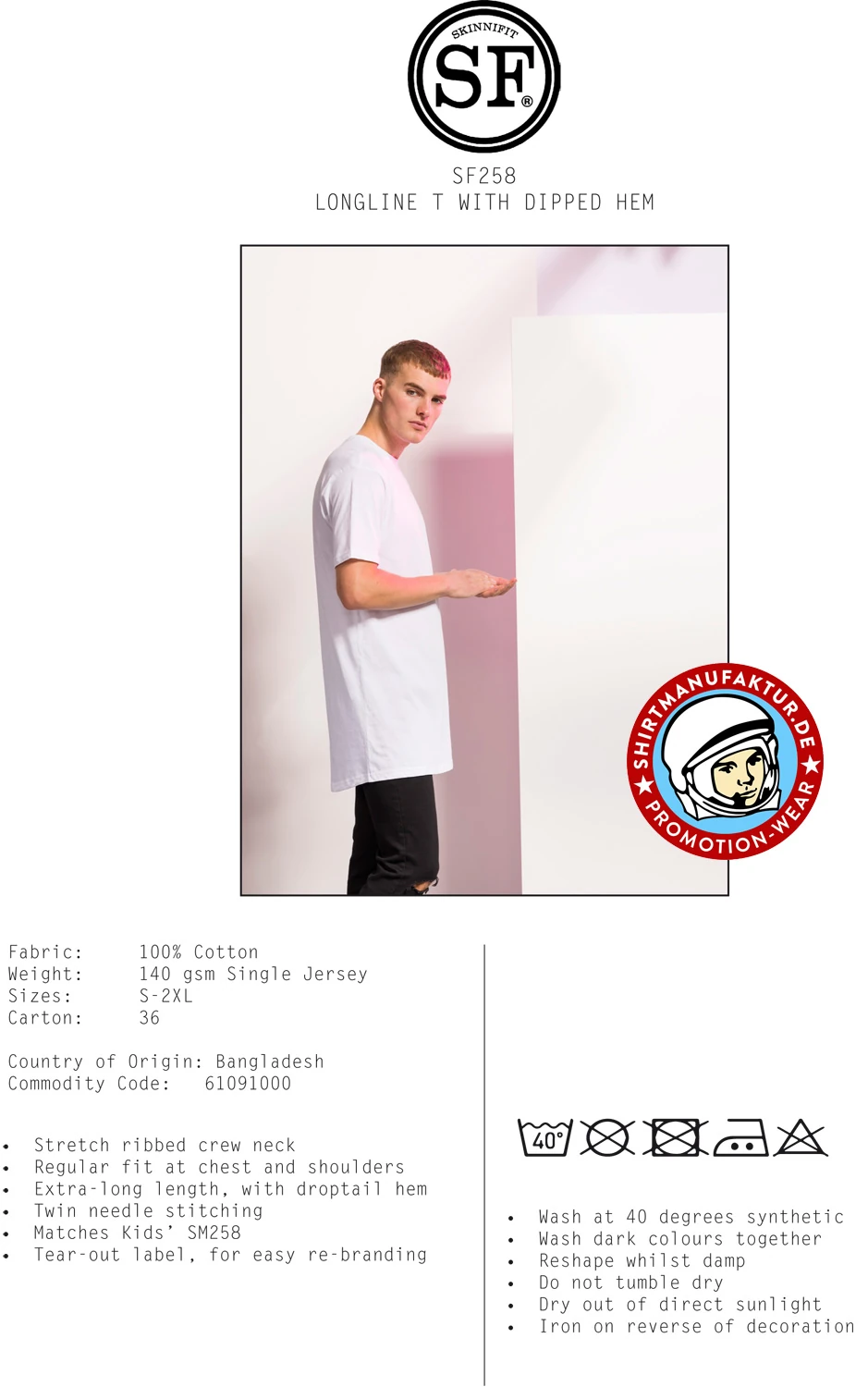 SkinniFit Longline T-Shirt with Dipped Hem