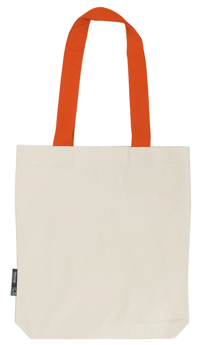 Neutral Twill Bag With Contrast Handles