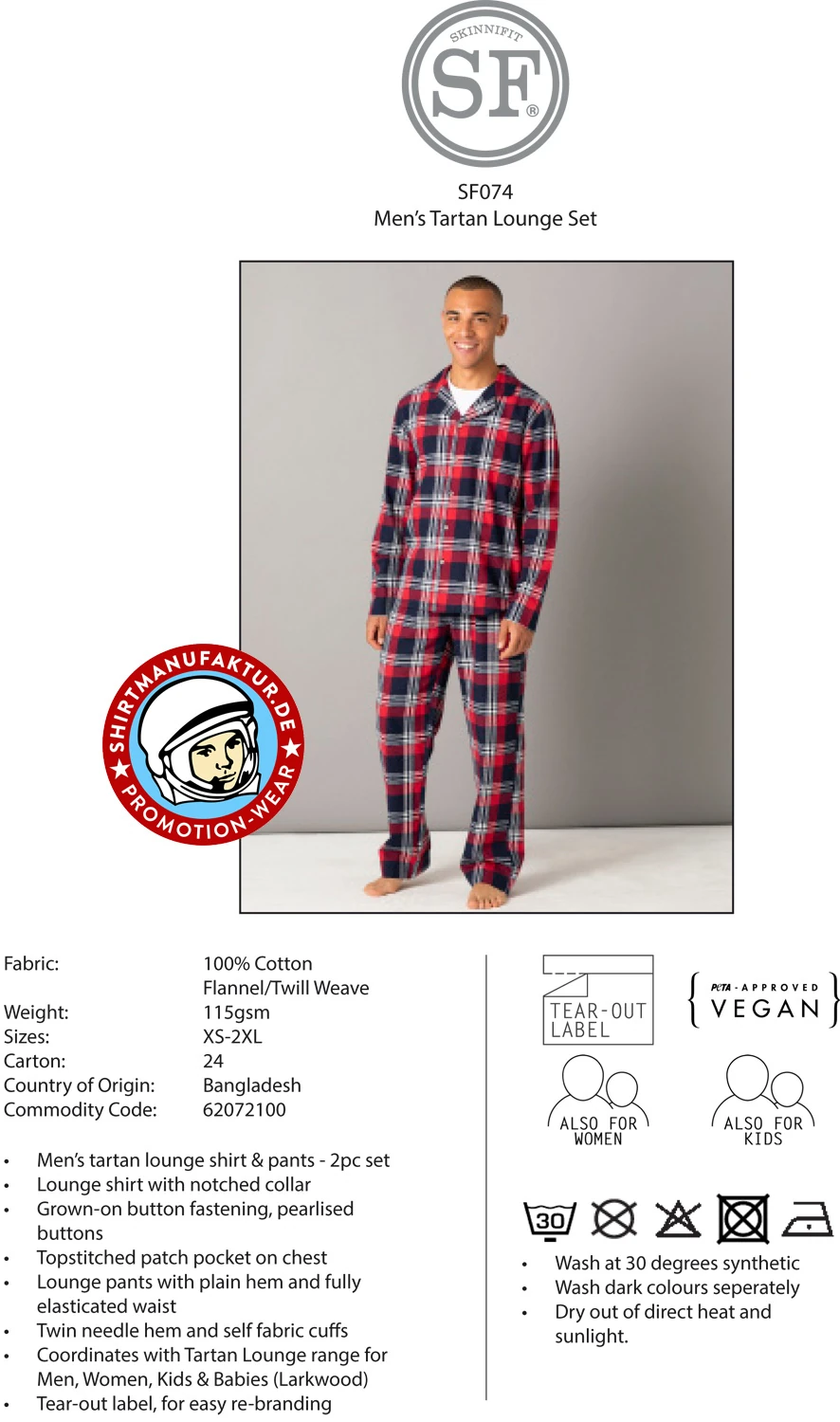 SkinniFit Mens Tartan Lounge Set