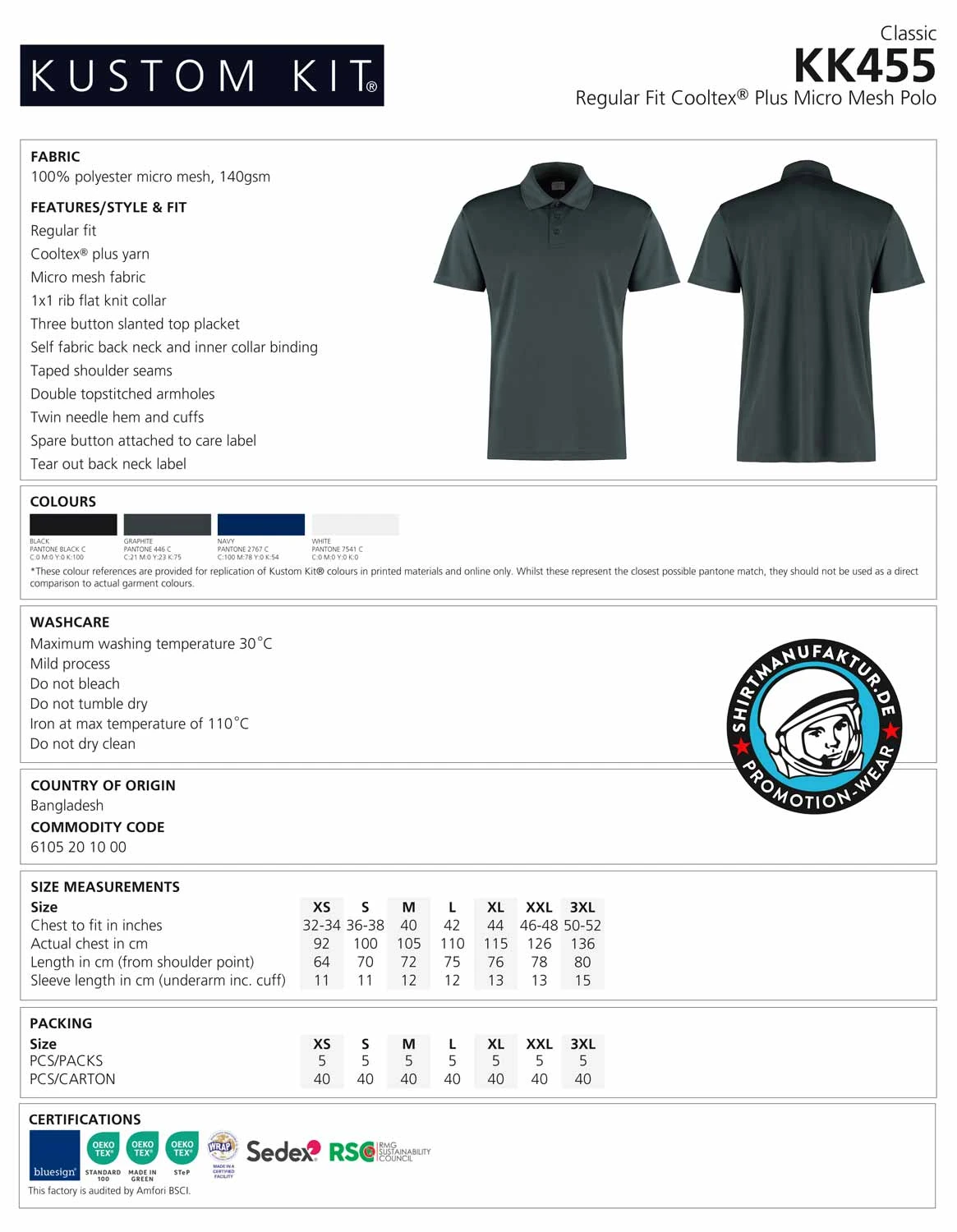 Kustom Kit Cooltex Plus Micro Mesh Polo