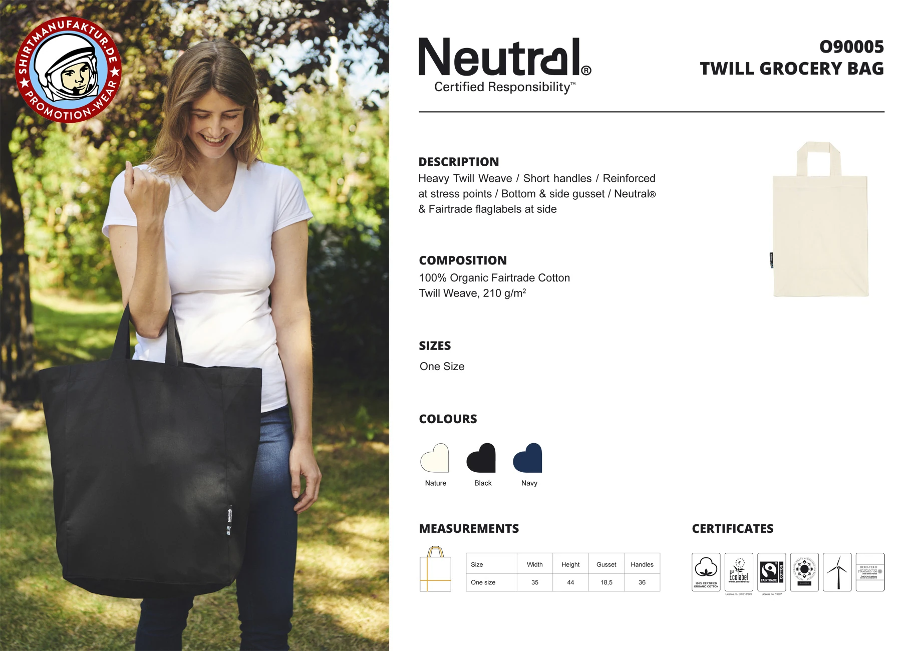 Neutral Twill Grocery Bag