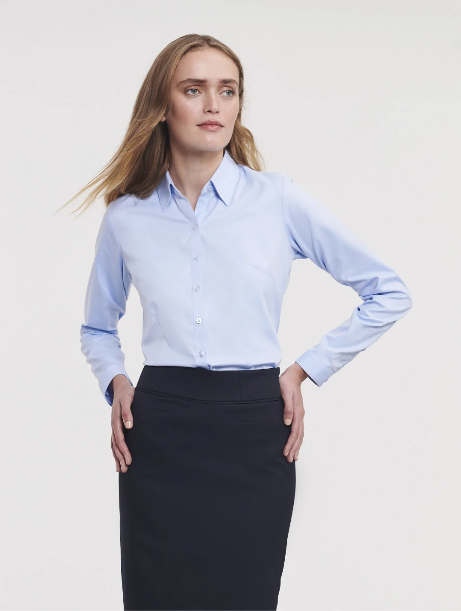 Russell Ladies Longsleeve Herringbone Blouse