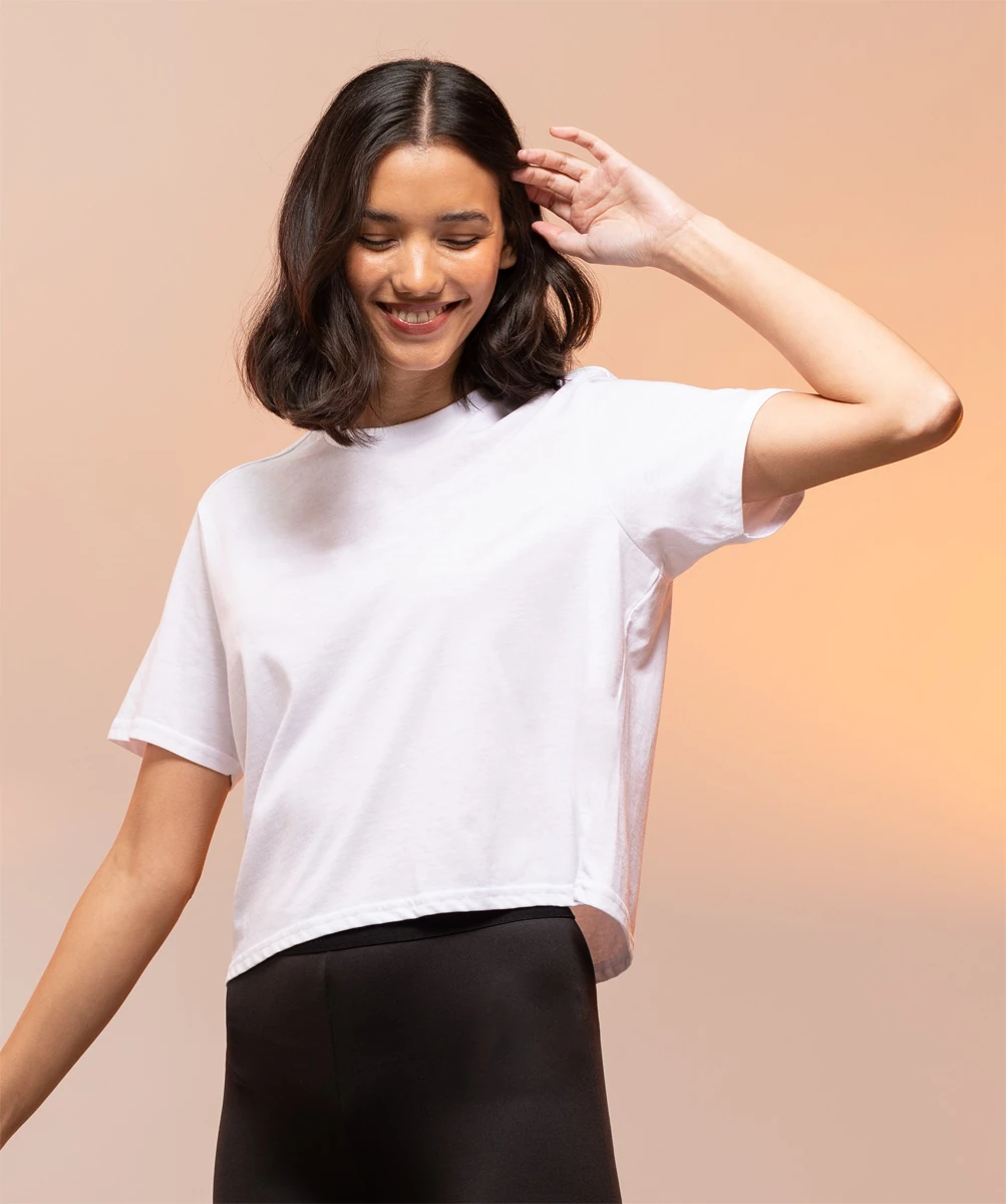SkinniFit Womens Cropped Boxy T