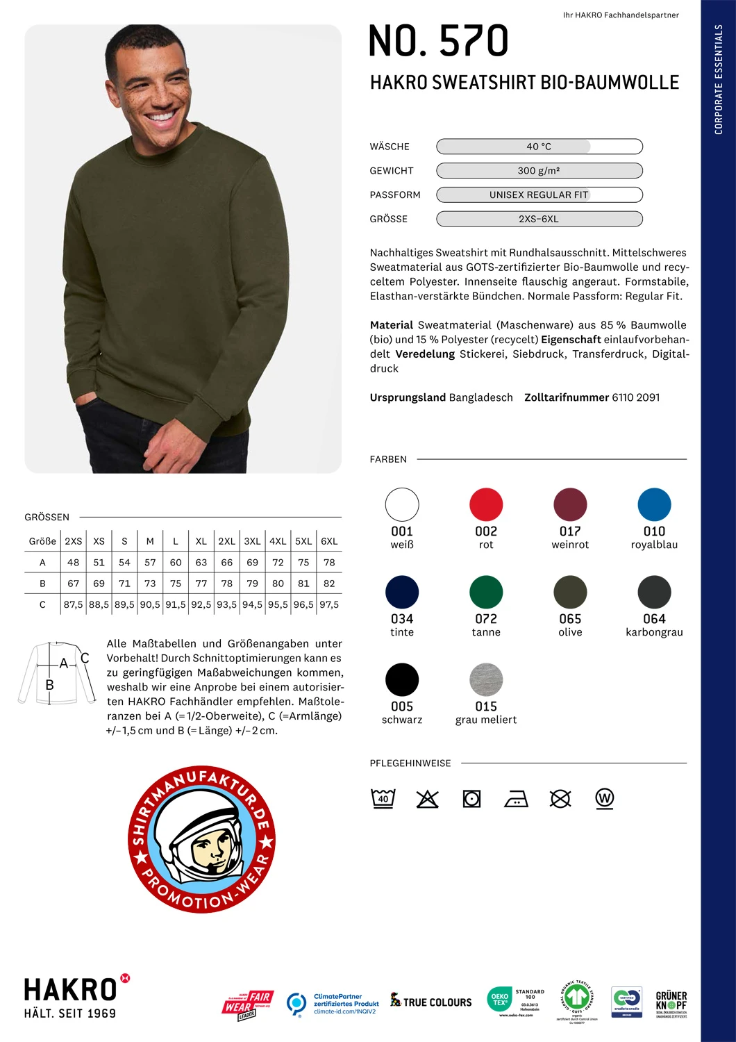 Hakro Sweatshirt Bio-Baumwolle