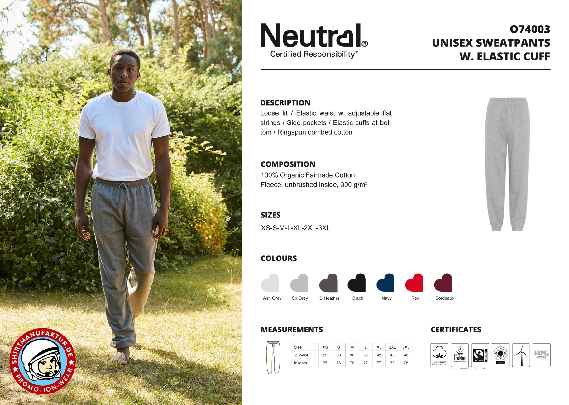 Neutral Unisex Sweatpants With Elastic Cuff