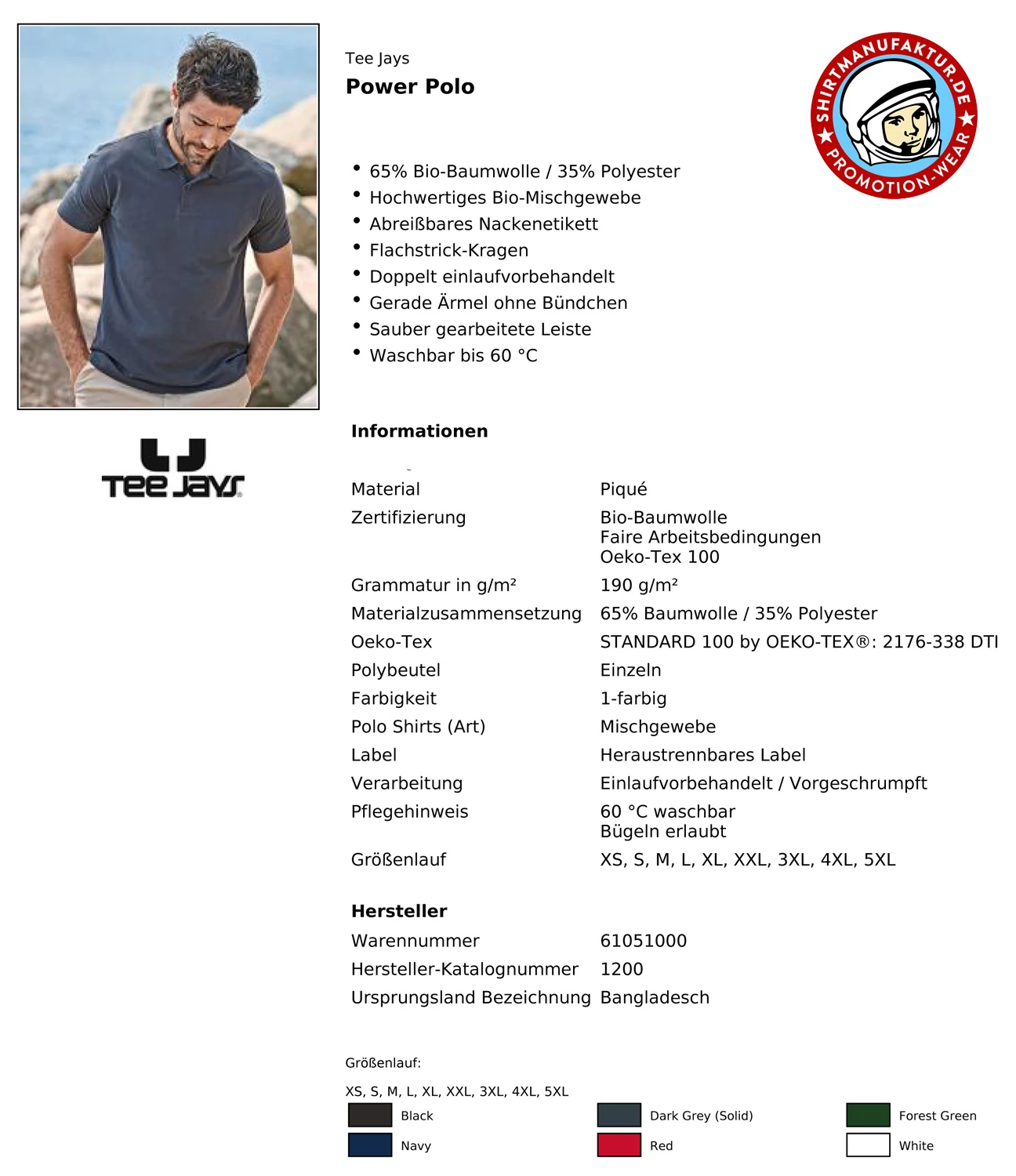 Tee Jays Power Polo