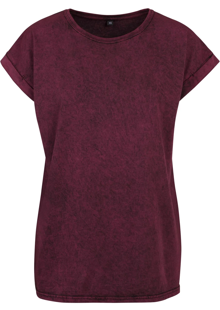 Build Your Brand Ladies Acid Washed Extended Shoulder Tee