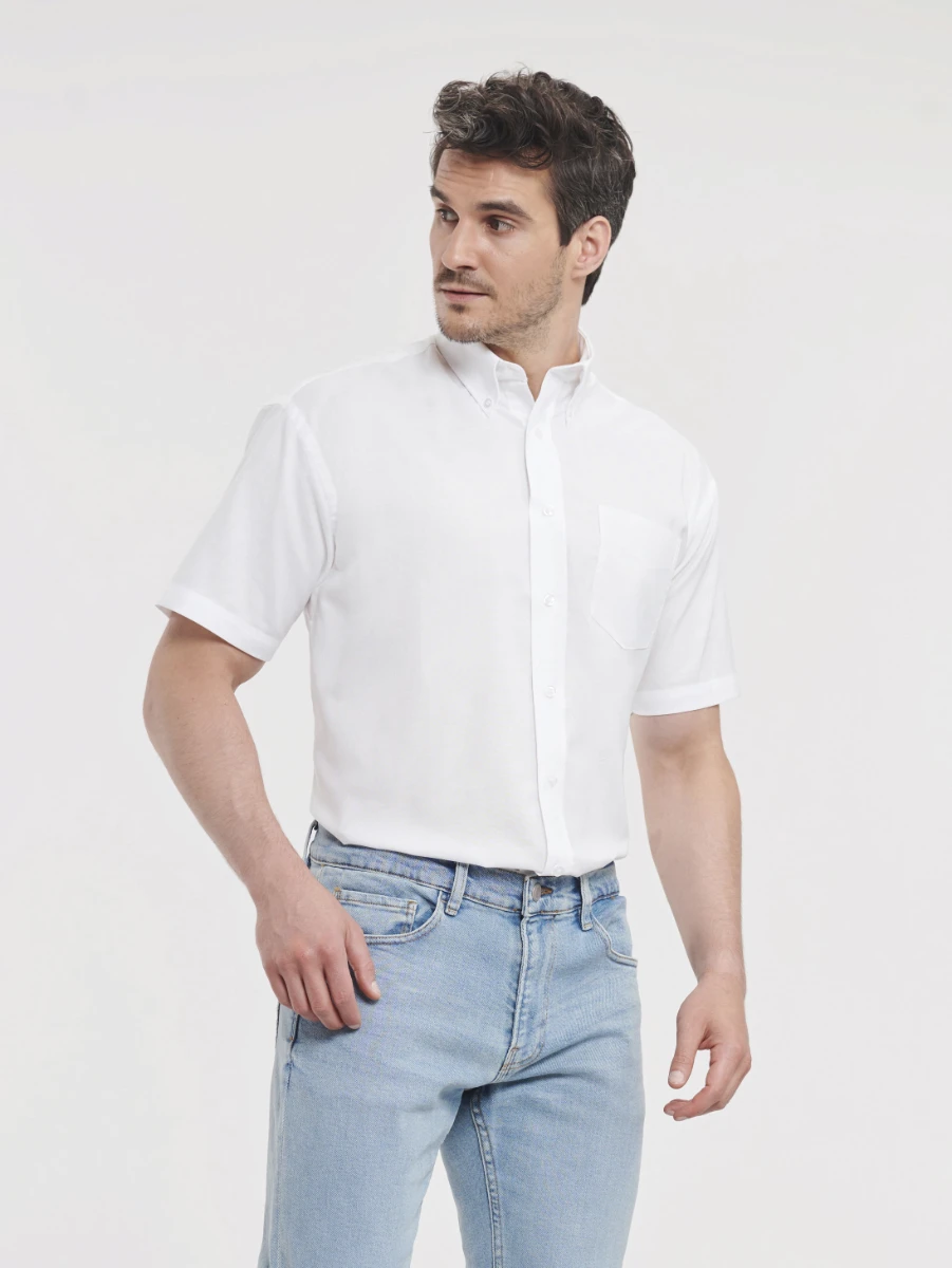 Russell Mens Short Sleeve Oxford Shirt