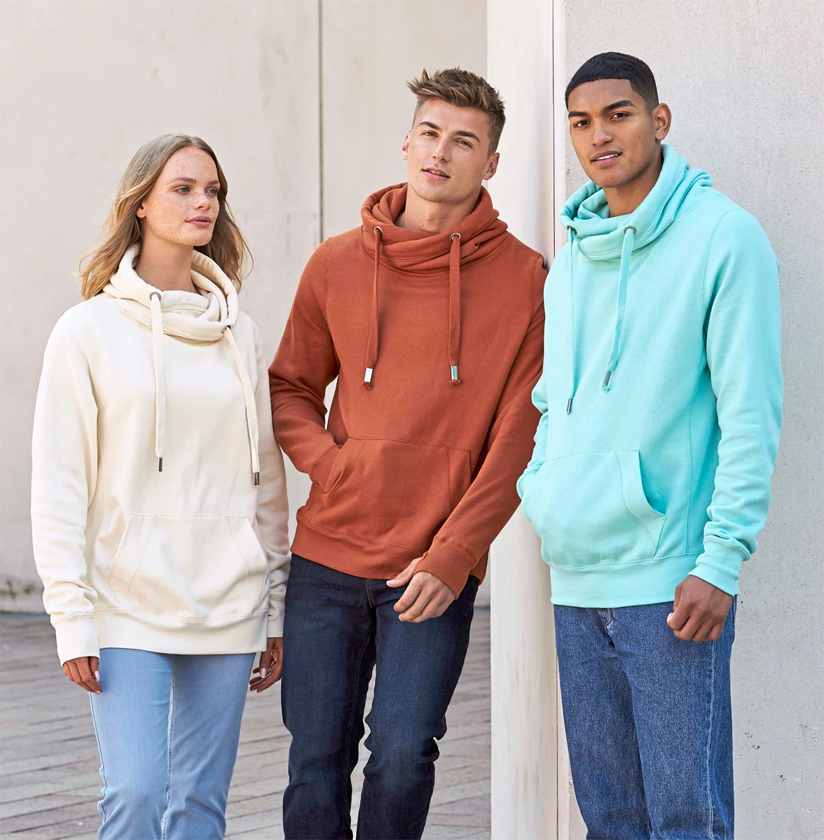 Just Hoods Cross Neck Hoodie