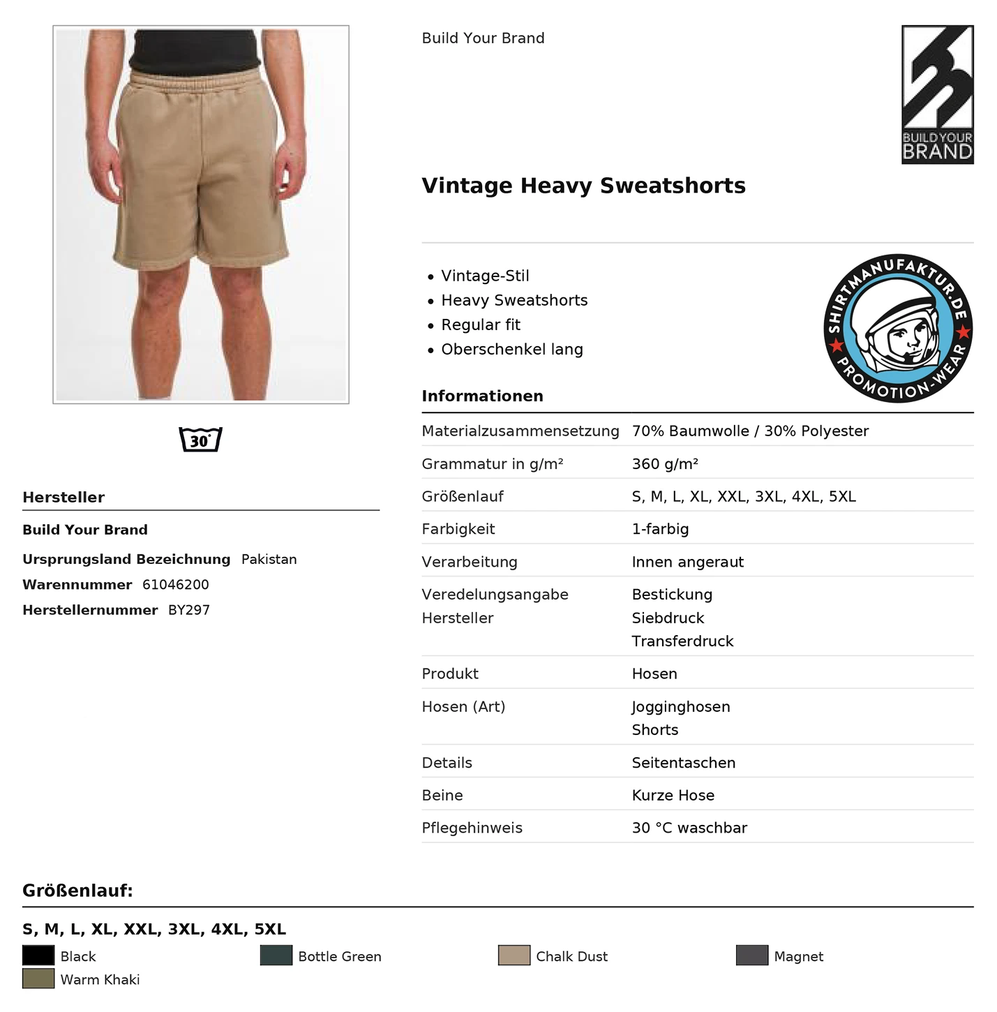 Build Your Brand Vintage Heavy Sweatshorts
