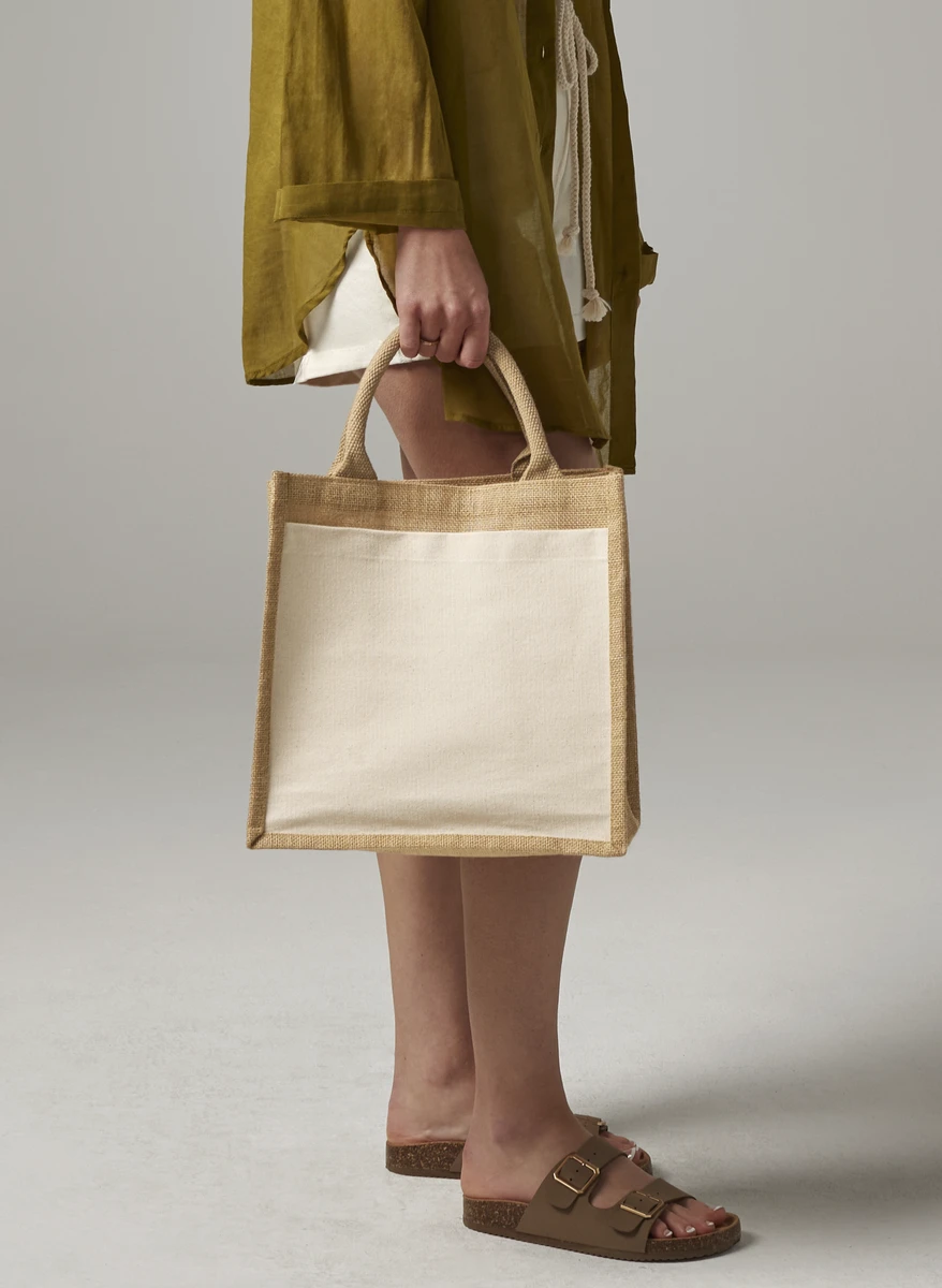 Westford Mill Cotton Pocket Jute Midi Bag