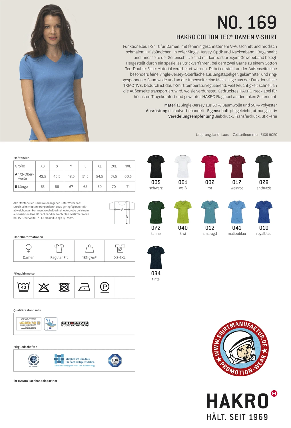 Hakro Ladies Cotton Tec V-Shirt