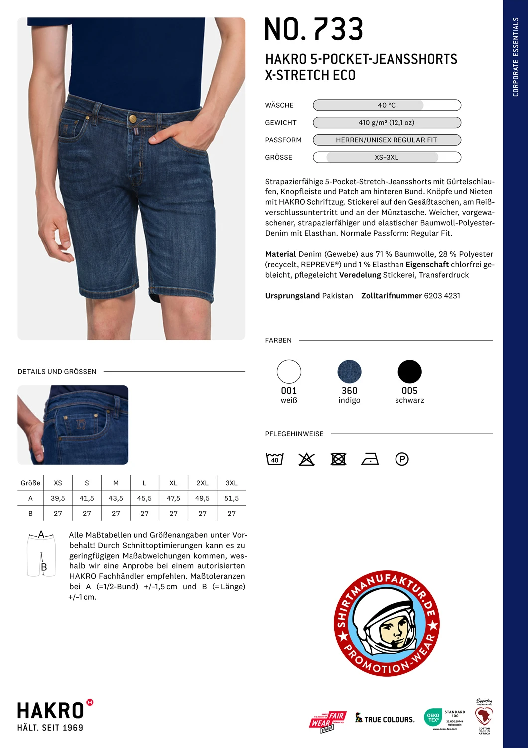 Hakro 5-Pocket-Jeans-Shorts X-Stretch Eco Hakro 5-Pocket-Jeans-Shorts X-Stretch Eco