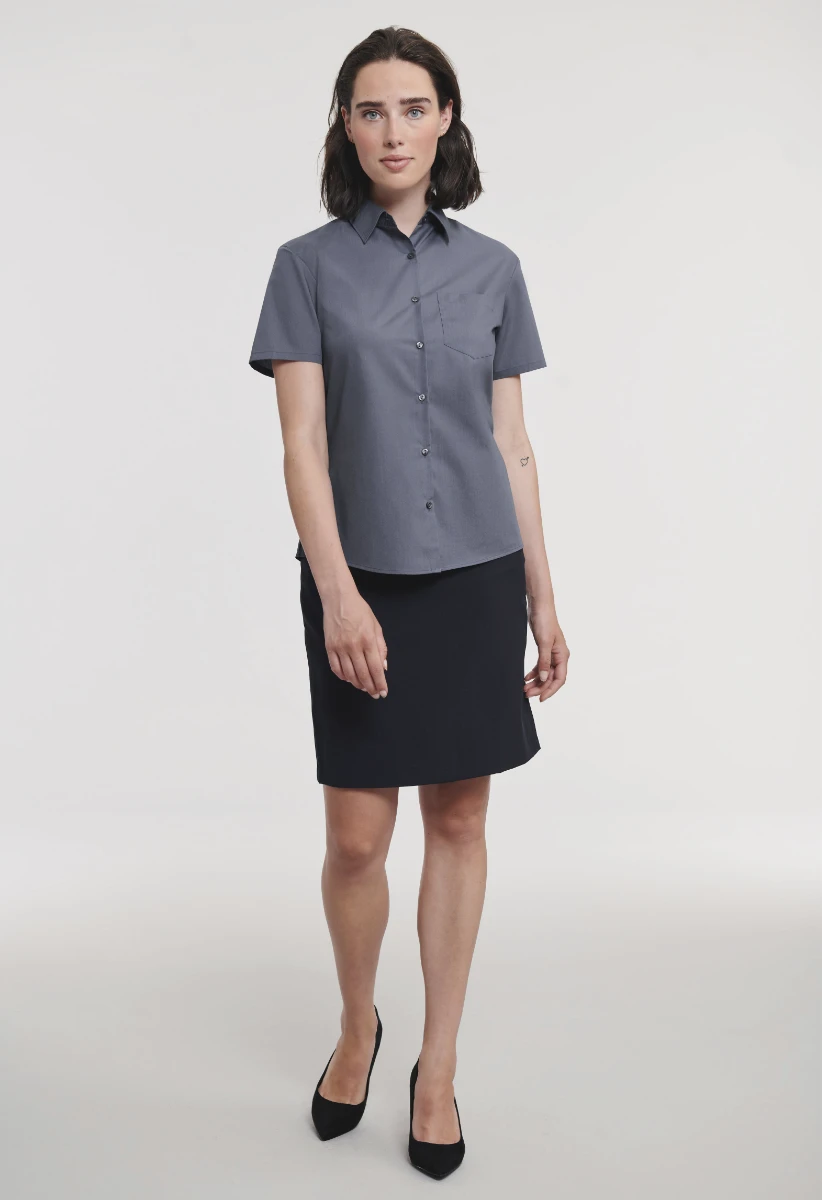 Russell Ladies Short Sleeve Poly-Cotton Poplin Blouse