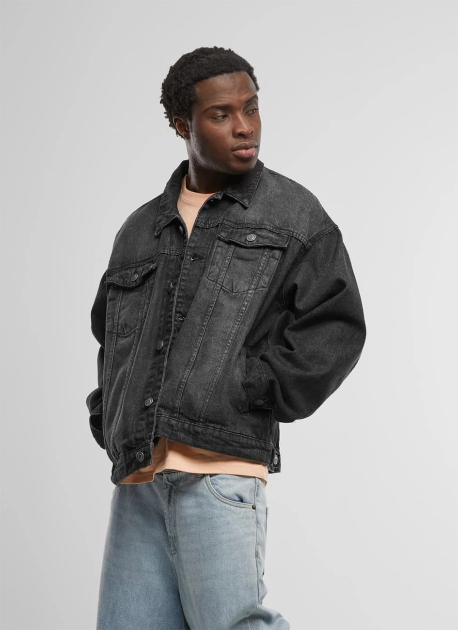 Build Your Brand Heavy Ounce Boxy Denim Jacket