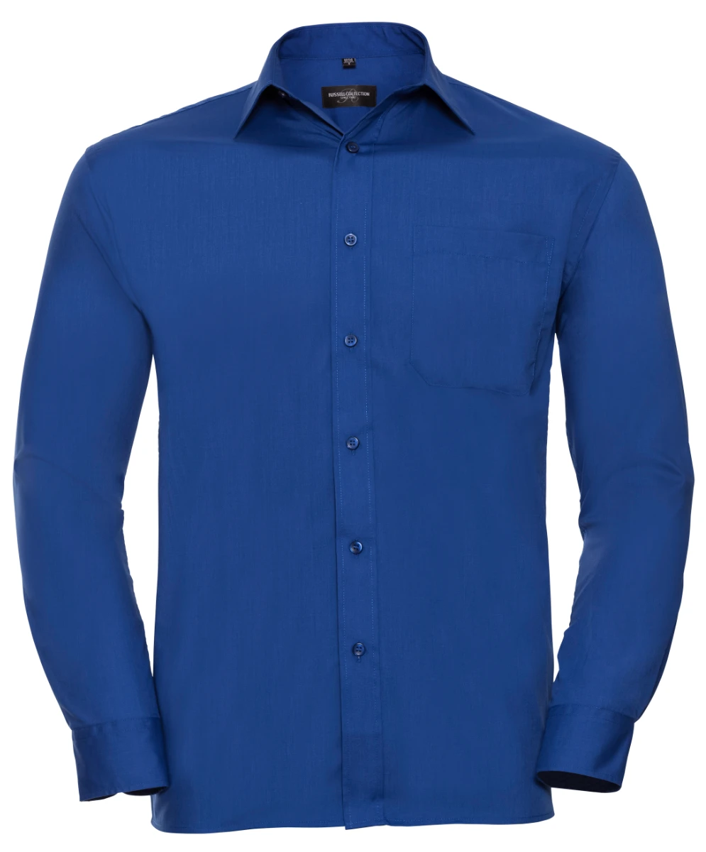 Russell Mens Poly-Cotton Longsleeve Poplin Shirt Russell Mens Poly-Cotton Longsleeve Poplin Shirt