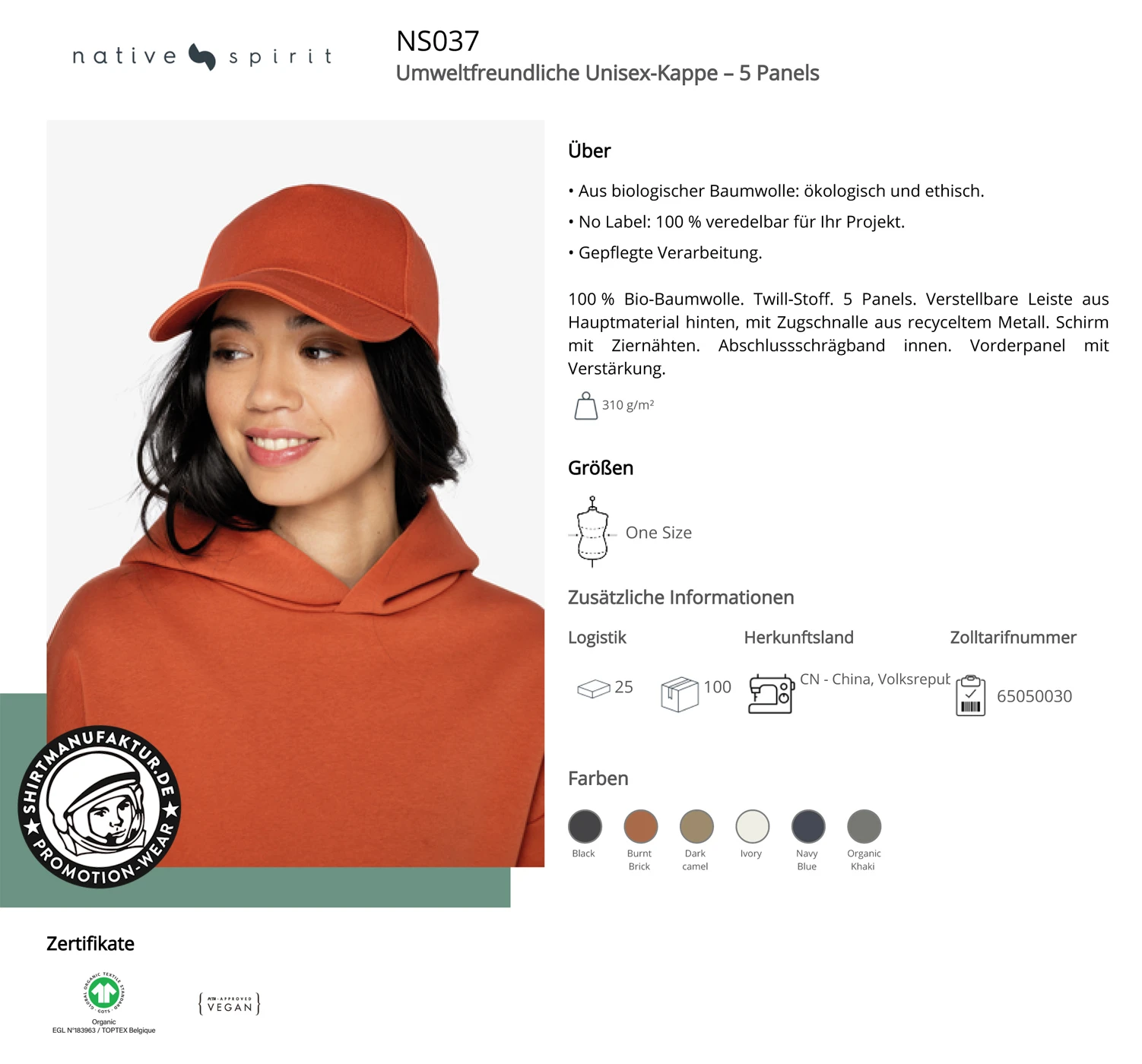 Native Spirit Organic 5-Panel Cap
